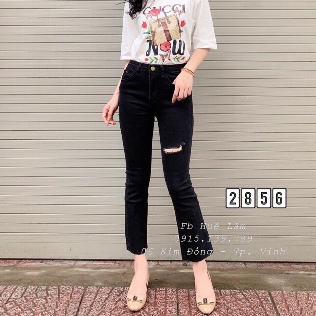 QUẦN JEAN LOE ĐEN RÁCH QS2009 - NhiNhi Shop
