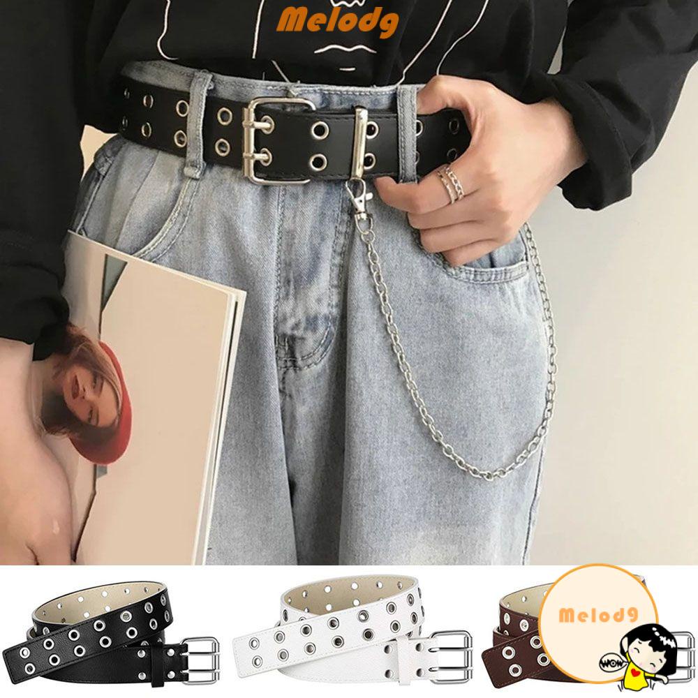 MELODG Fashion Goth Waistband Women Jeans Girdles Punk Waist Belt Double Pin Buckle Cummerbunds Belts For Women Apparel Accessories Sweater Overcoat PU Leather Adjustable Belts/Multicolor