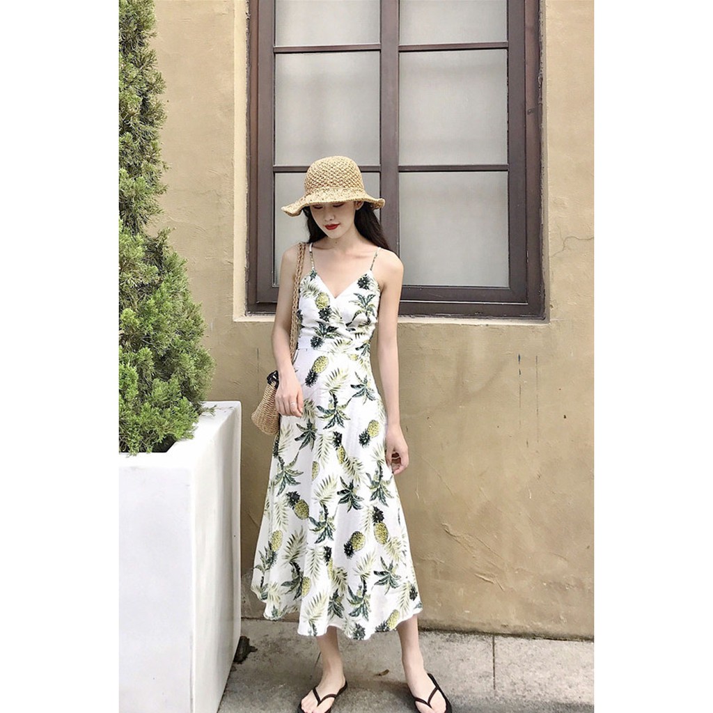 (Có sẵn) Váy maxi họa tiết dứa - A53 | BigBuy360 - bigbuy360.vn