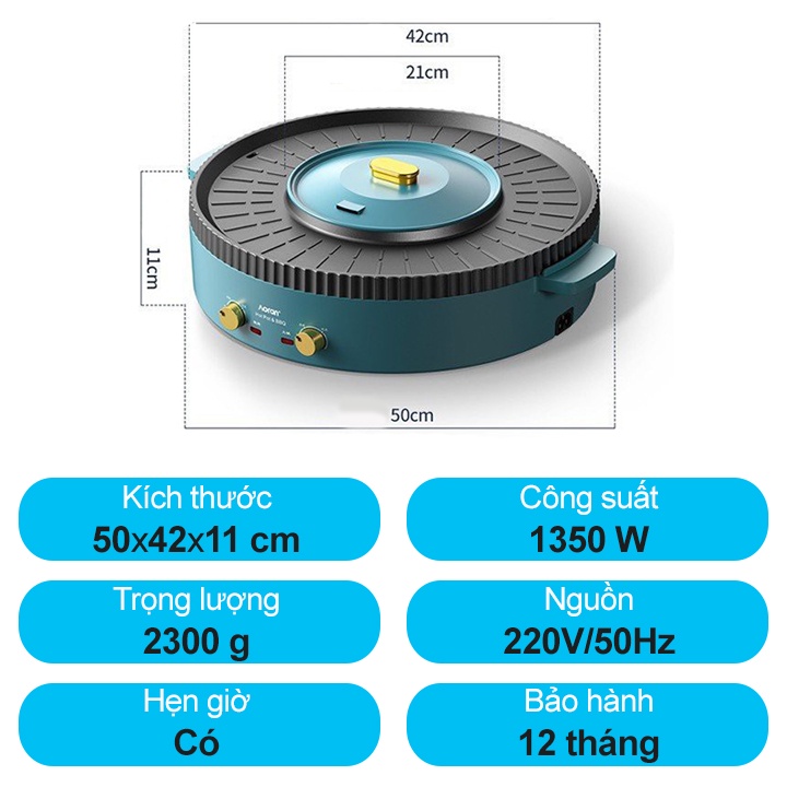 Nồi Lẩu Nướng Đa Năng BBQ 2 In 1 Vừa Lẩu Vừa Nướng, 2 Ngăn Cao Cấp, Mặt Đá Chống Dính Dễ Lau Chùi, Bảo Hành 12 Tháng