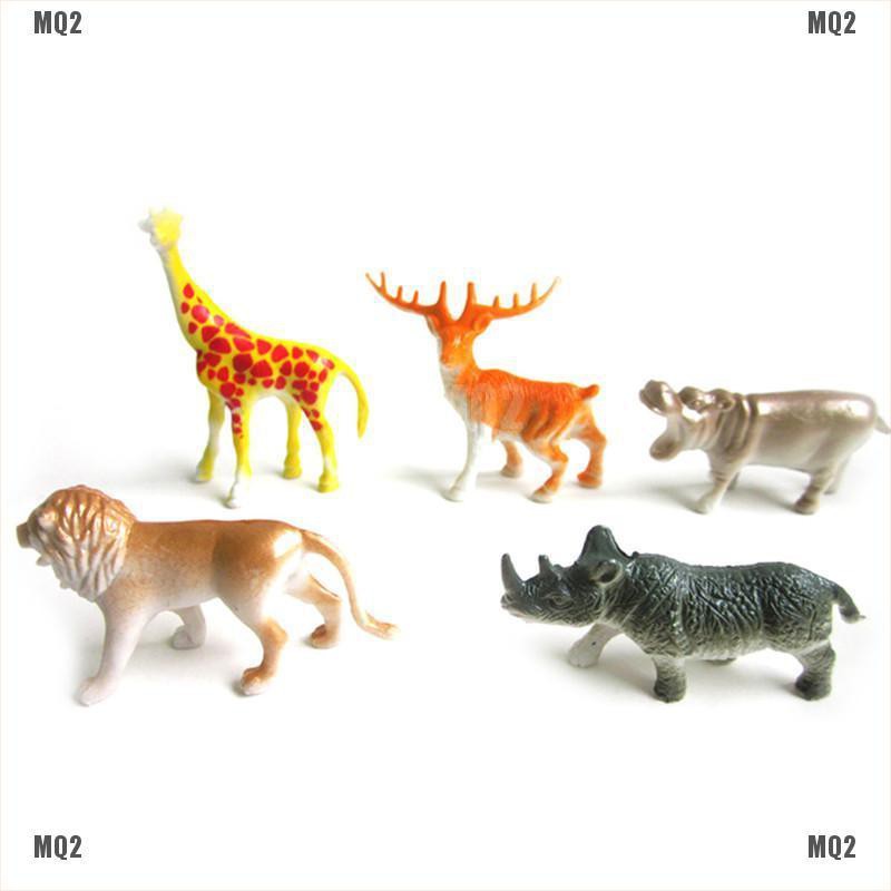 [MQ2]8PCS Plastic Zoo Animal Figure Tiger Leopard Hippo Giraffe Kids Animal Toys Gift