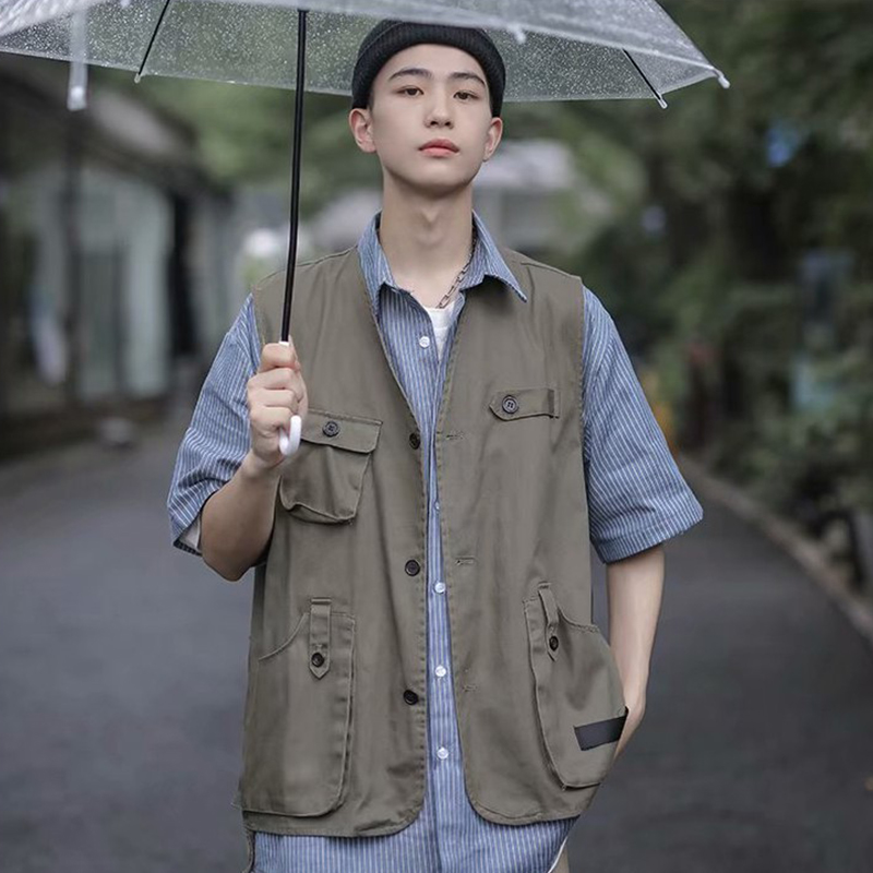 Military Multiple Pockets Cargo Vest Hip Hop Vest Men Dad Core Vest Sleeveless Jacket Gilet Men's Vest Streetwear | BigBuy360 - bigbuy360.vn