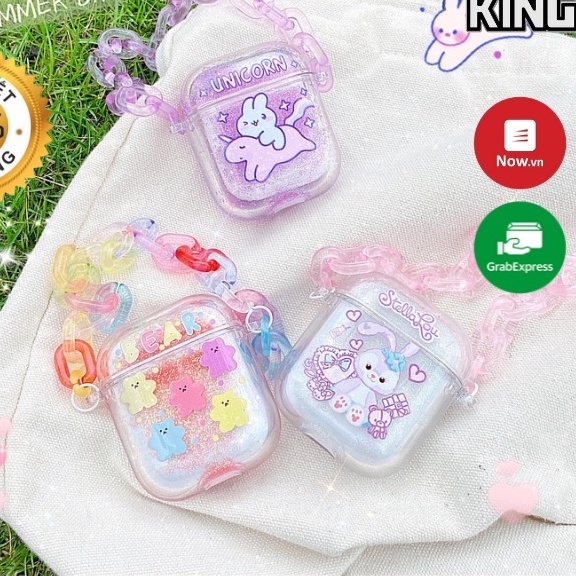 Vỏ bảo vệ bao đựng tai nghe✔️ Trong nhũ quai xách hình dễ thương