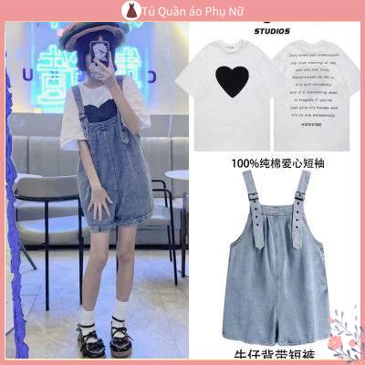 Qu > l > ng n > Quần Yếm Denim Ngắn Dáng Rộng Mỏng Thời Trang Mùa Hè 2022 Phong Cách Hàn Quốc Cho Nữ