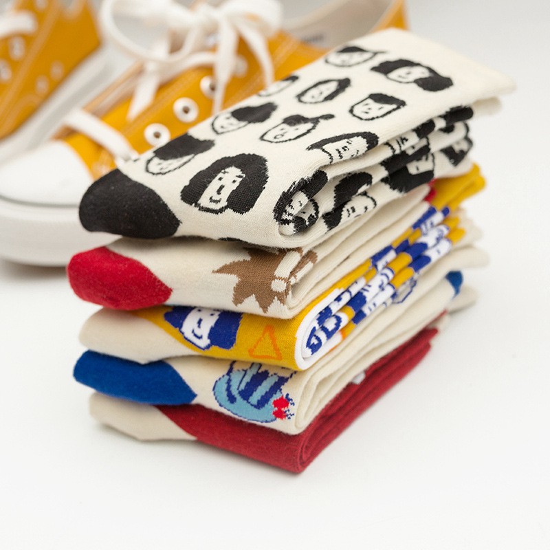 Vớ Cotton Mềm Họa Tiết Hoạt Hình Vui Nhộn Unisex