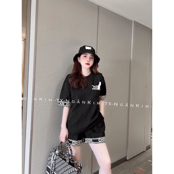 Sét bộ len xốp chữ dập nổi Dior cá tính