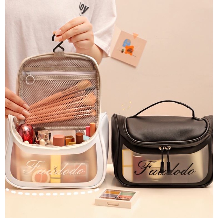 [Trắng - Hồng - Xanh - Đen] Túi đựng mỹ phẩm dạng hộp trong suốt Wash.Bag