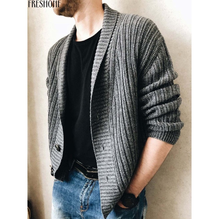 Áo Khoác Sweater Dệt Kim Giữ Ấm Màu Sắc Đơn Giản 6 Màu Lựa Chọn Cho Nam Giới