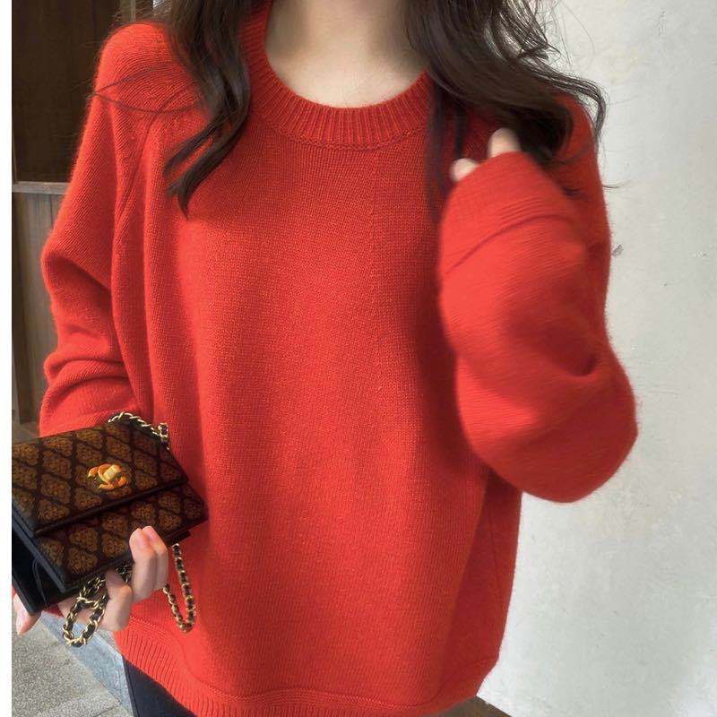 Áo Sweater Cổ Tròn Dáng Rộng Vải Cashmere Kiểu Nhật Bản Thời Trang Thu Đông 2022 Cho Nữ