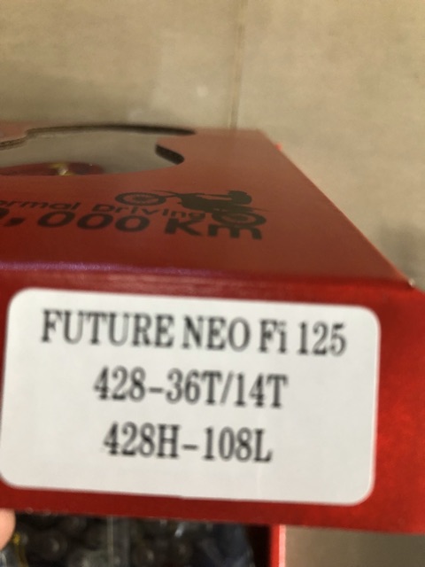 Trọn bộ nhông sên dĩa Future Neo fi 108L hãng SCO trung quốc gia công cao cấp