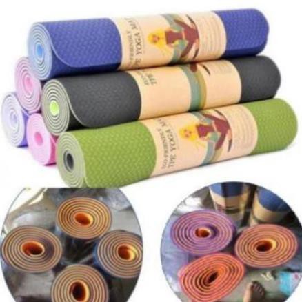 Thảm tập Yoga, Gym, Fitness Cao Cấp dày 6mm (TÙY CHỌN) TPE Hàn Quốc(Kèm Túi Đựng Và Dây Buộc Thảm Sang Trọng).