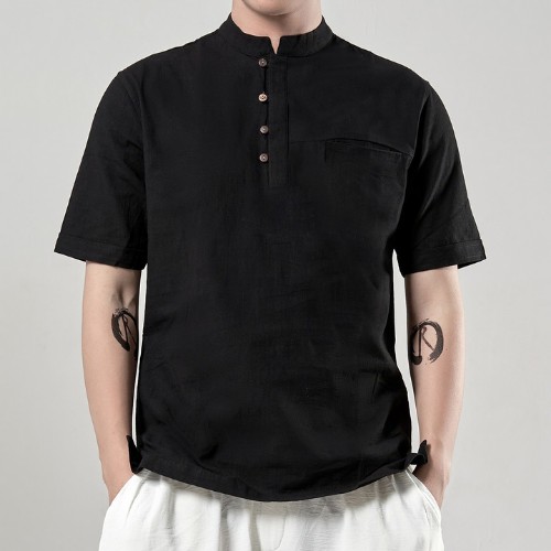 Áo Đũi Nam Cổ Tàu GU CHẤT, Chất Đũi Thoáng Mát GUD06