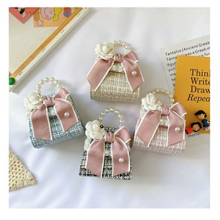 Túi Dạ Quai Ngọc Nơ Hồng Siêu Sang Chảnh Cho Bé