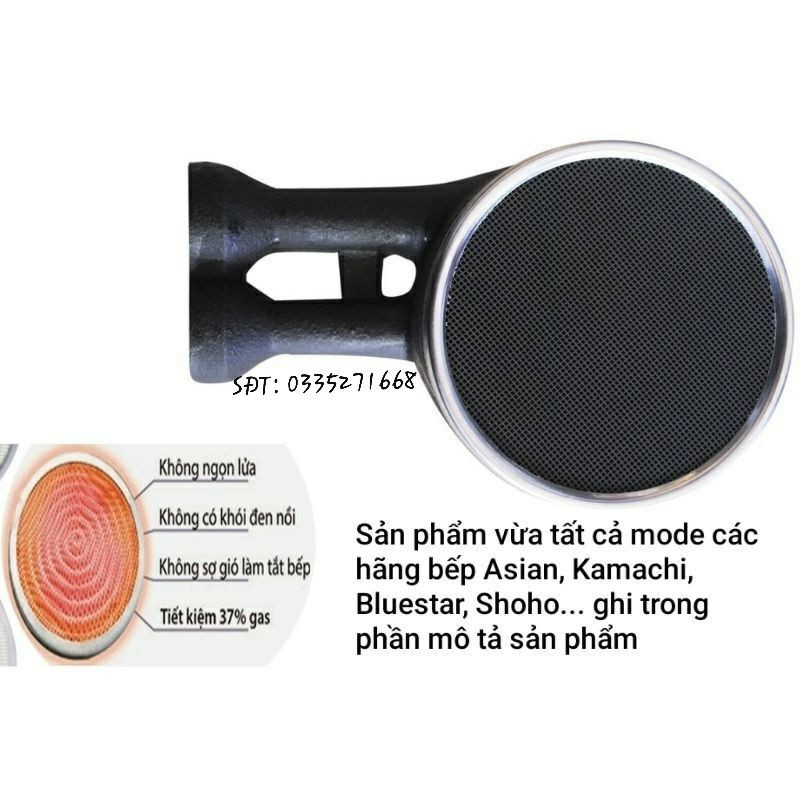 Ống điếu họng gang bếp ga hồng ngoại 12,5cm bếp Kamachi, Asian, Shoho, Bluestar....