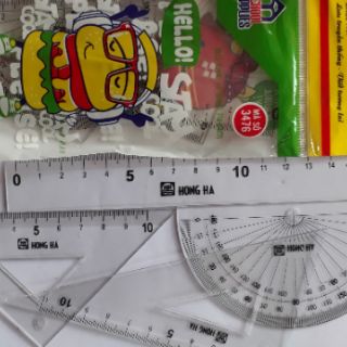 Bộ Thước kẻ, Eke, Đo góc 4 món Hồng Hà