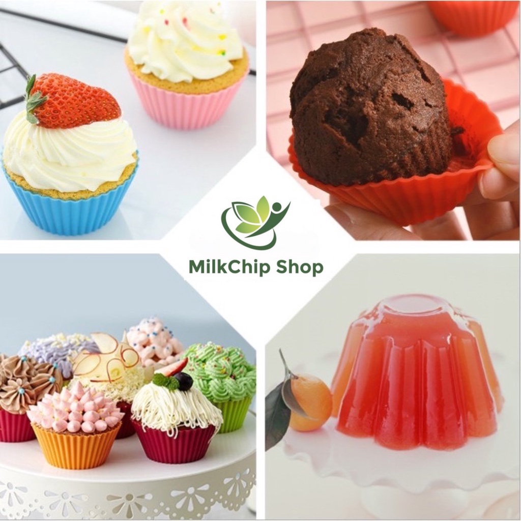 Khuôn làm bánh bông lan, cupcake, muffin bằng silicon chịu nhiệt đường kính 7cm C001