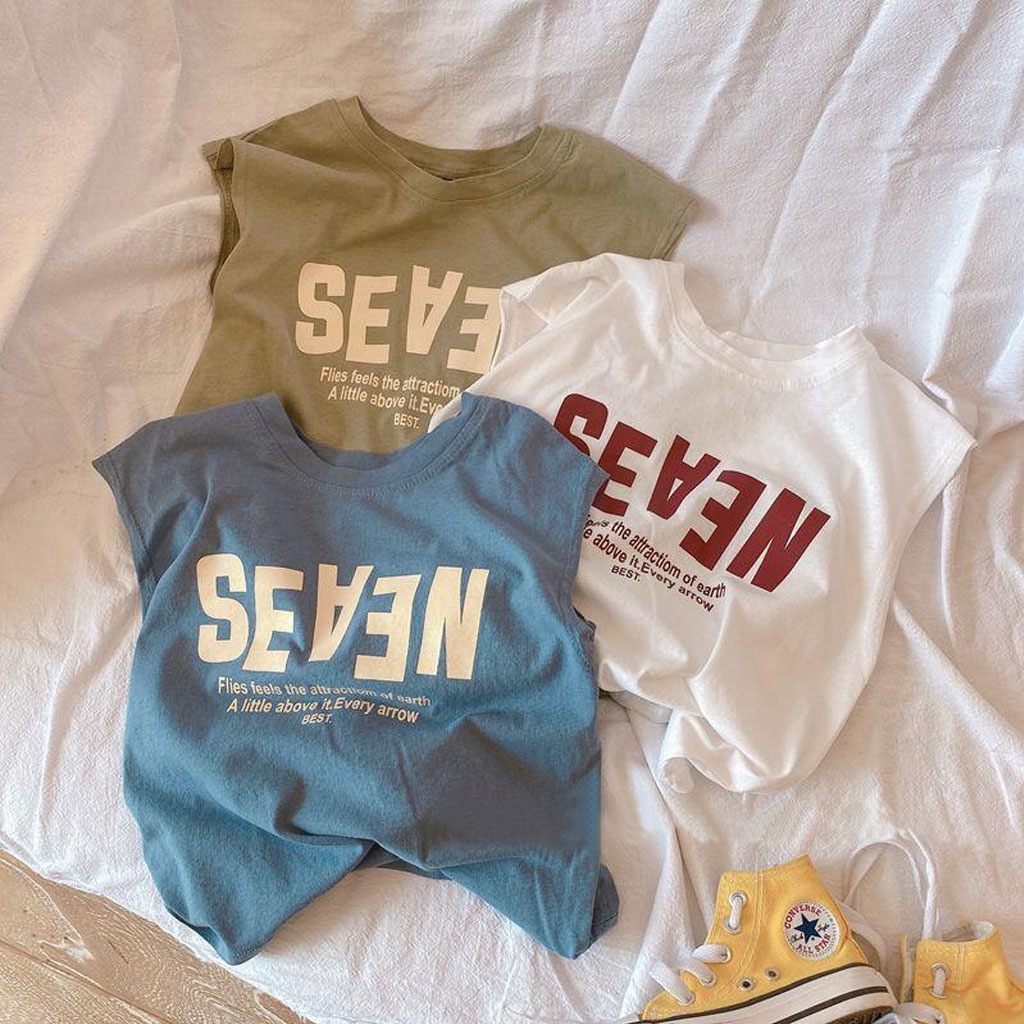Áo Ba Lỗ In Chữ SEVEN Cho Bé, Áo Sát nách Cho Bé Trai Bé Gái Chất Cotton từ 6-18kg - LILA KIDS