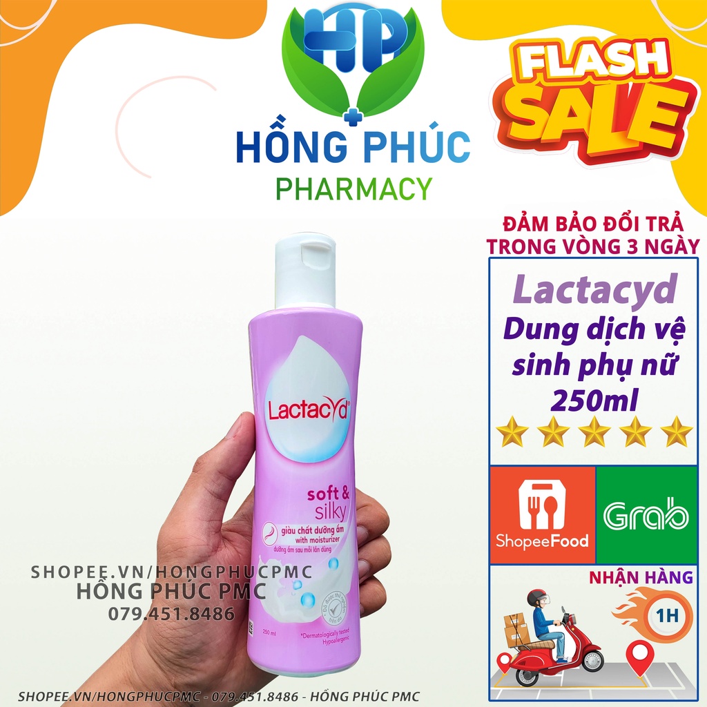 Dung dịch vệ sinh phụ nữ Lactacyd soft silky màu tím nước rửa phụ khoa khử mùi se khít vùng kín nữ chăm sóc vùng kín