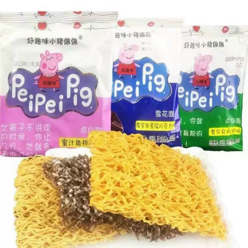 Snack Mì Tôm Peipei Pig Trẻ Em Gói 53g Hương Vị Tuổi Thơ - Đồ ăn vặt Snackfoodbysuri