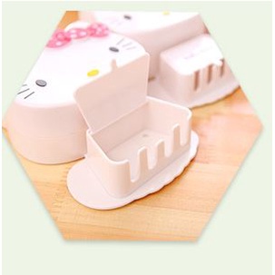 Hộp đựng bàn chải đánh răng XIAODUOJIAJU gắn tường 2 trong 1 hình Hello Kitty chống bụi phù hợp cho phòng tắm