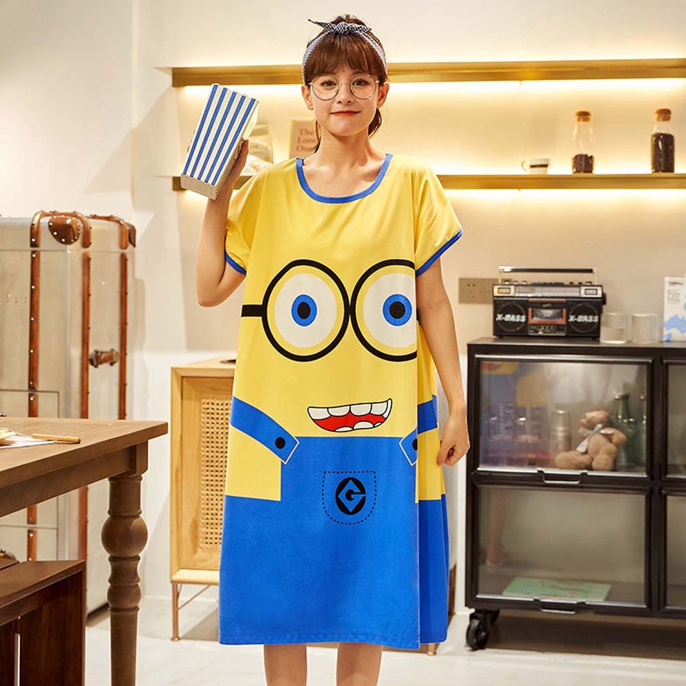 Đầm Ngủ In Hình Doremon / Gấu / Mèo Máy Dễ Thương Thời Trang Mùa Hè Cho Nữ Hoạt Hình | BigBuy360 - bigbuy360.vn