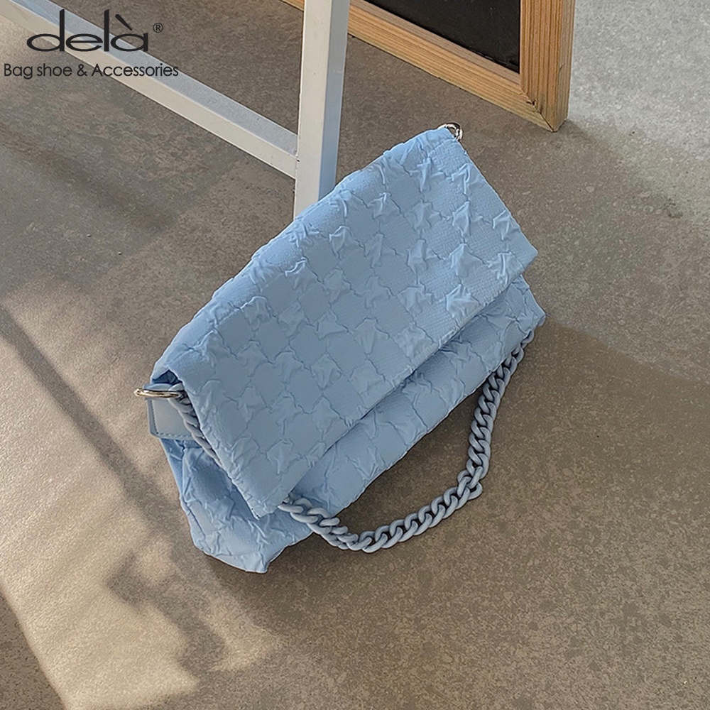 Dela Túi Đeo Chéo canvas Dây Xích Nắp Lật Thời Trang Hàn Quốc Mùa Hè