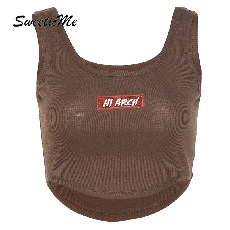 [ Mã 11FASHIONSALE1 giảm 10K đơn 50K ] Áo Ba Lỗ Cổ Chữ U Thêu Chữ Ngọt Ngào Cho Nữ 2021