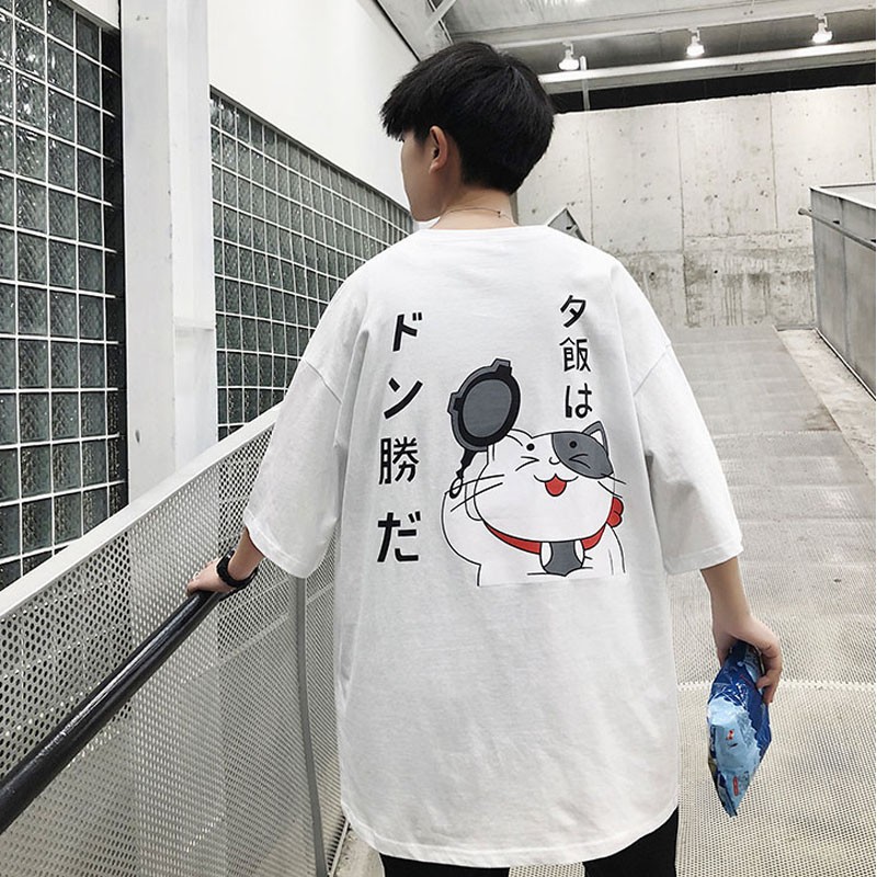 Áo phông, áo thun nam nữ form rộng tay lỡ Unisex Mèo Thần Tài Freesize Từ 50-70kg A091 | BigBuy360 - bigbuy360.vn