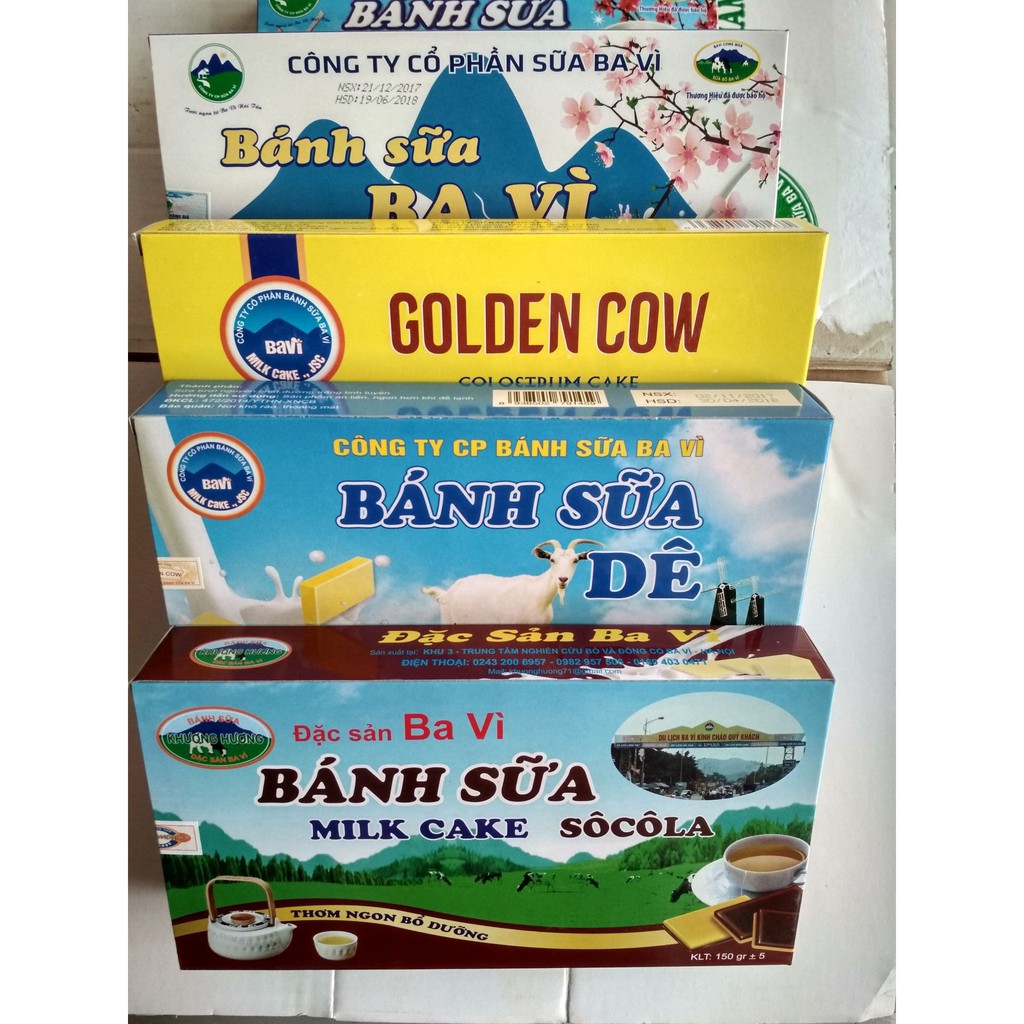 Combo 4 hộp bánh sữa đặc sản Ba Vì (01 BS dê+01 BS socola + 01 BS bò + 01 BS bò non)