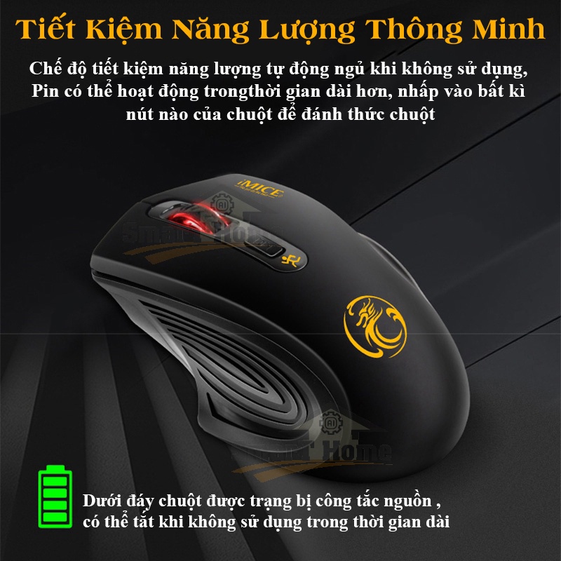 Chuột Không Dây Wireless Mouse IMICE G-1800 , Chuột Máy Tính Không Dây Chính Hãng Wireless 2.4Ghz 800/1200/1600 DPI