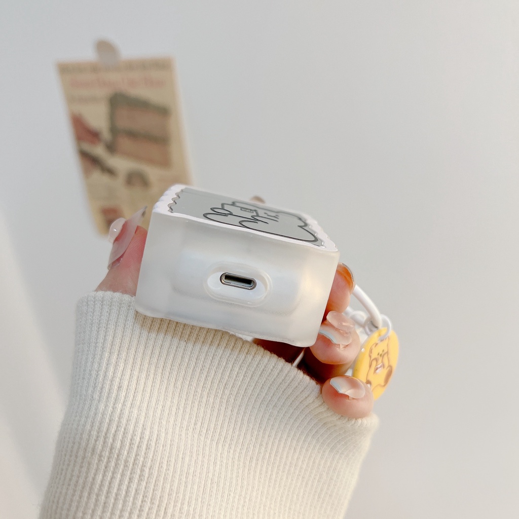 Vỏ Bảo Vệ Hộp Sạc Tai Nghe Bluetooth AirPods 1 2 pro 3 2021 Bằng Silicon tpu Mềm Trong Suốt Hình Gấu Có Móc Khóa