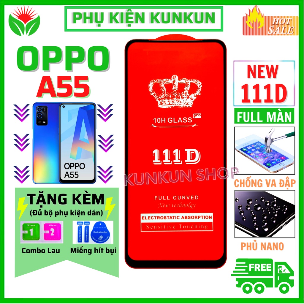 Siêu Mượt Kính Cường Lực Oppo A55 - Full màn hình 111D và trong suốt - Độ cứng cao - Độ trong suốt cực cao.