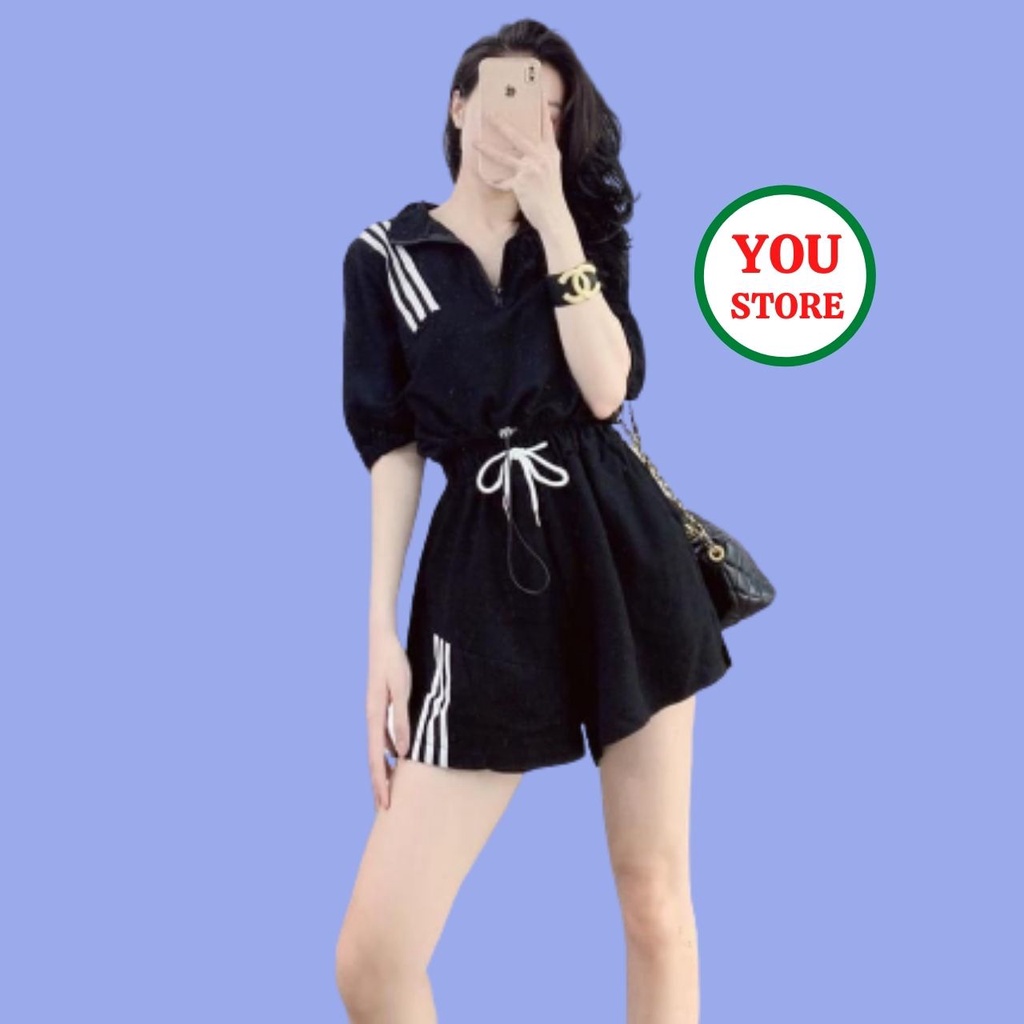 Set Đồ Nữ Bộ Đùi Áo Croptop 3 Sọc Chất Liệu Su Mịn Mã 192 You Store
