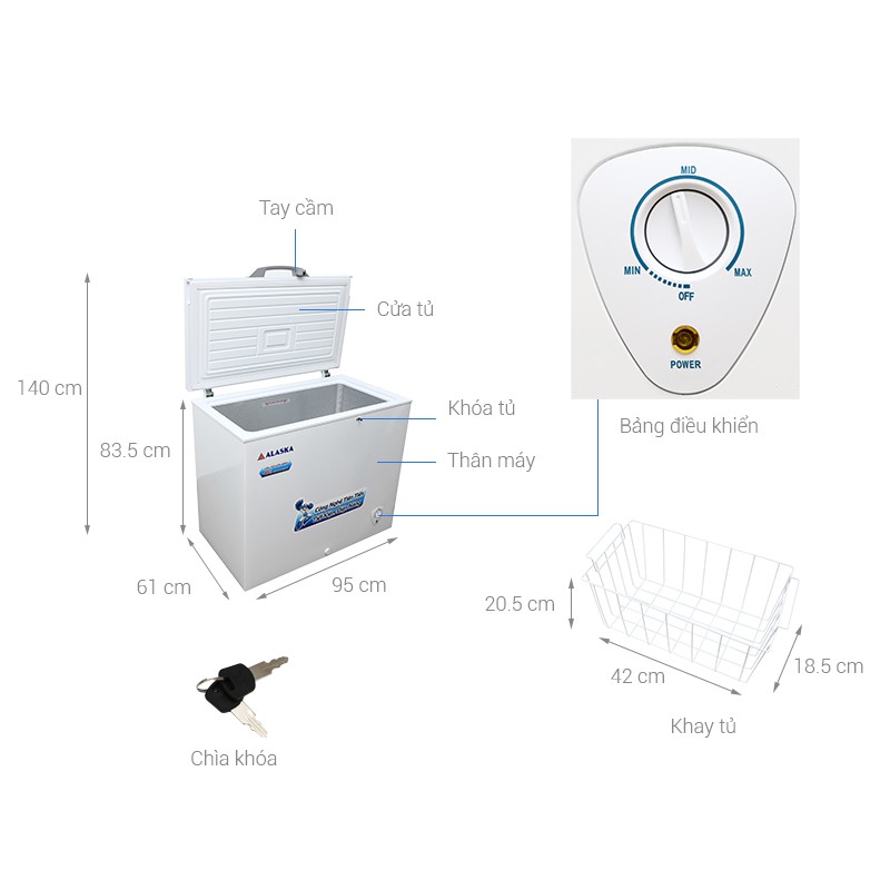 Tủ đông Alaska BD-300C - Chính hãng - Bảo hành 24 tháng - Mới 100%