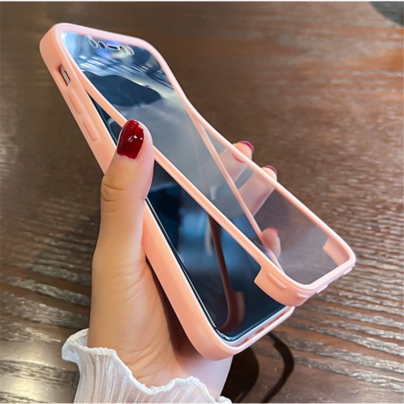 360° Ốp Điện Thoại Kính Cường Lực Hai Mặt Bảo Vệ Cho foriPhone 14 Pro Max 13 12 11 Pro Max X XS XR Max 7 8 Plus