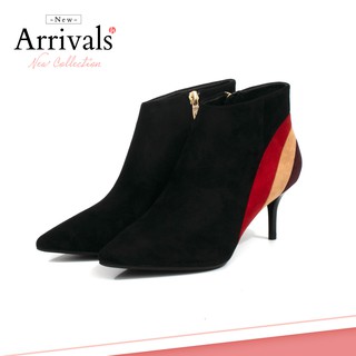 [Giày xinh toàn quốc] Boots 5cm Ankle boost phối gót 3 màu, da lộn, khóa kéo Mã BO100345-1 (1)