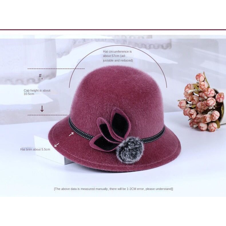 Mũ Nồi Vải Len Dày Dặn in Họa Tiết Thời Trang Thu Đông Dành Cho Phụ Nữ Trung Niên 6050