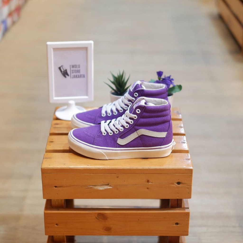 Giày Vans Sk8 Hi "màu Tím Trắng Thời Trang