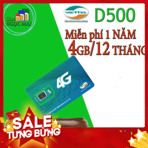 SALE SALE [FREESHIP] Sim 4G Viettel D500 - D500T  5Gb/tháng Trọn Gói 1 Năm Không Nạp Tiền - NGHE GỌI ĐƯỢC SALE SALE