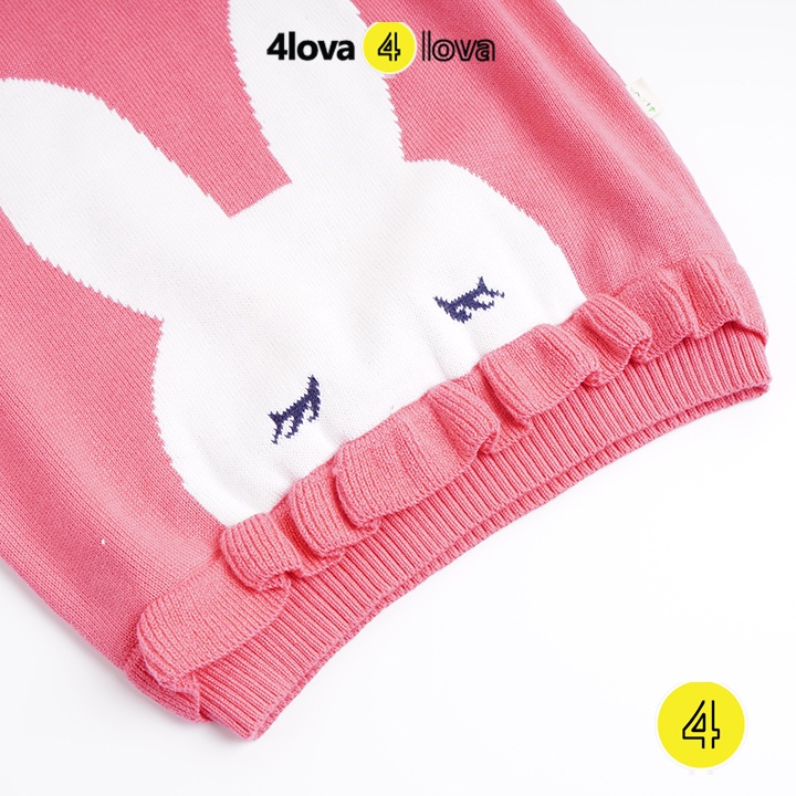 Áo len dài tay 4LOVAi giữ nhiệt họa tiết độc đáo cho bé gái từ 1 đến 6 tuổi