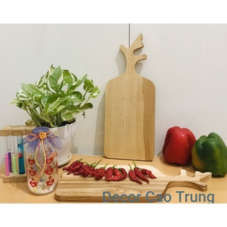 [KÈM KHUYẾN MẠI]Khay Thớt Gỗ STEAK BBQ Tần Bì Nguyên Khối Tay Cầm Sừng Hươu Decor Thức Ăn Trang Trí Quán Chụp Ảnh SP