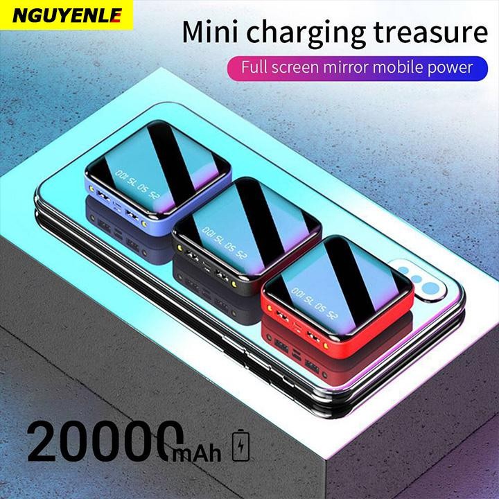 Pin sạc dự phòng 20000mAh Có Hiển Thị % Pin Tráng gương