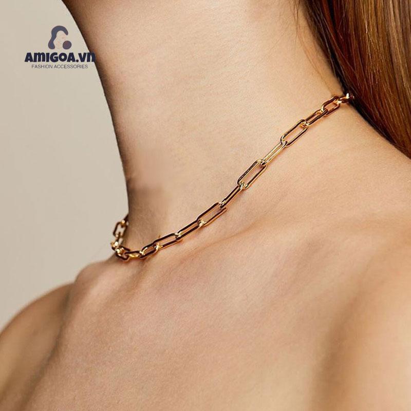 Vòng cổ Kim Loại Ngắn Phong Cách Punk Cổ Điển