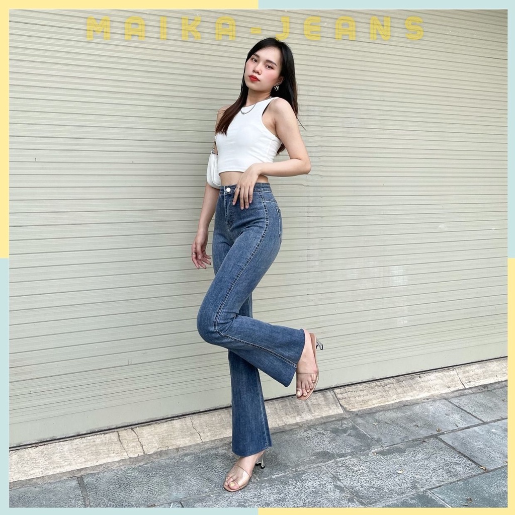 Quân Jean Loe Nữ Lưng Cao Cạp Trơn 2 màu Siêu Tôn Dáng Shop MaiKa Jeans
