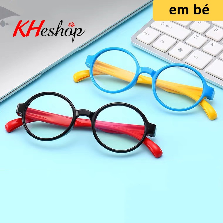Kính học trực tuyến cho bé, gọng Silicone siêu dẻo có thể bẻ cong, mắt kính chống ánh sáng xanh mã Y3104