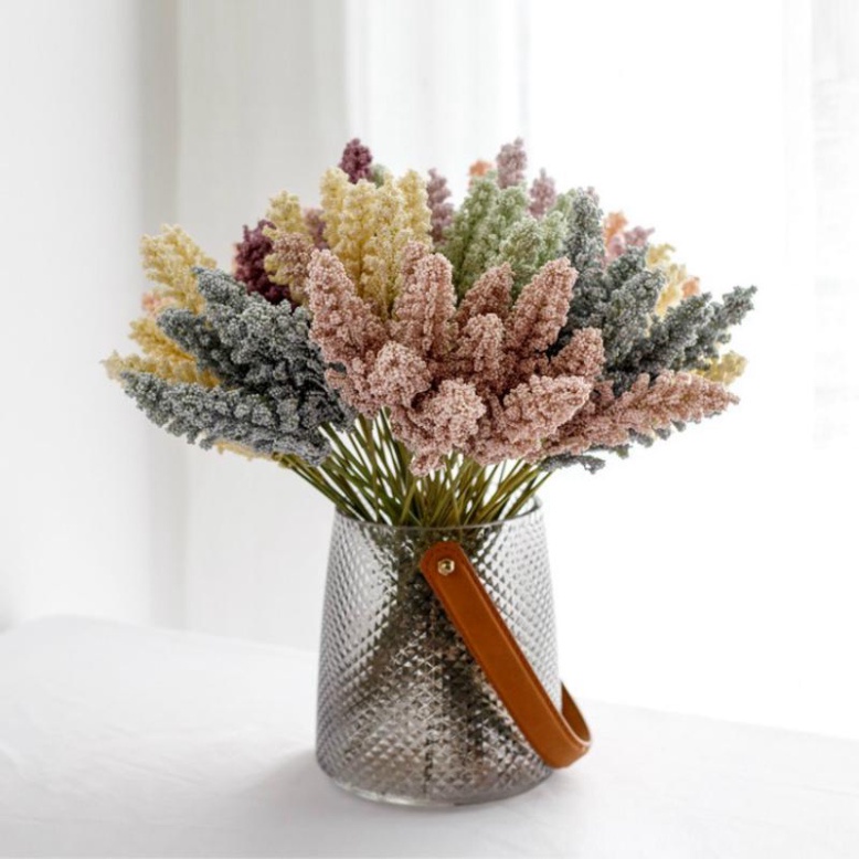 Sét 10 Nhánh Hoa ngô - Bông lúa nhân tạo chất liệu nhựa decor trang trí nhà cửa,Không gian gia đình