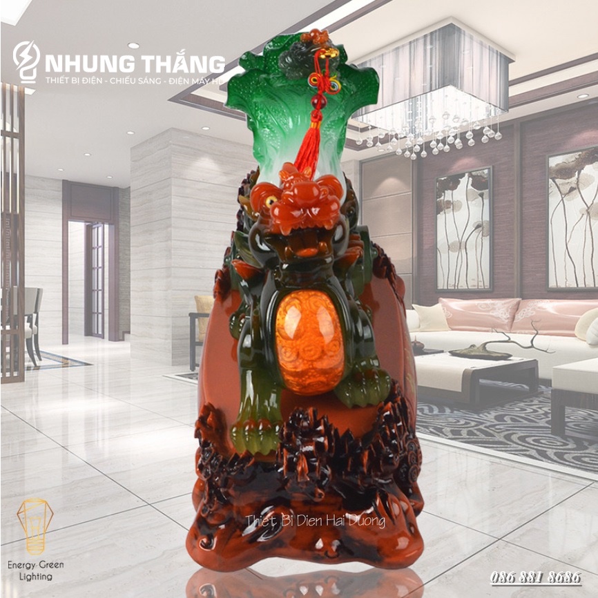 Tượng Phong Thủy Decor Tỳ Hưu Kéo Bắp Cải PT-35 - Chiêu Tài Hút Lộc - Size Nhỏ Dài 40cm - Bảo Hành 1 Năm