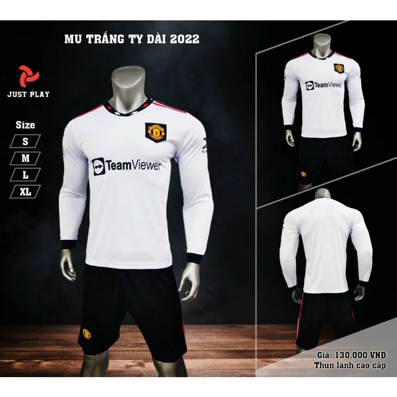 BỘ ĐỒ ĐÁ BANH REAL TRẮNG TAY DÀI MỚI 2023