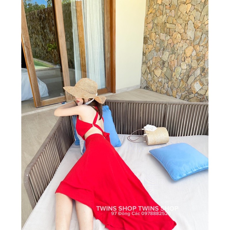 Váy maxi yếm dây lưng 1280