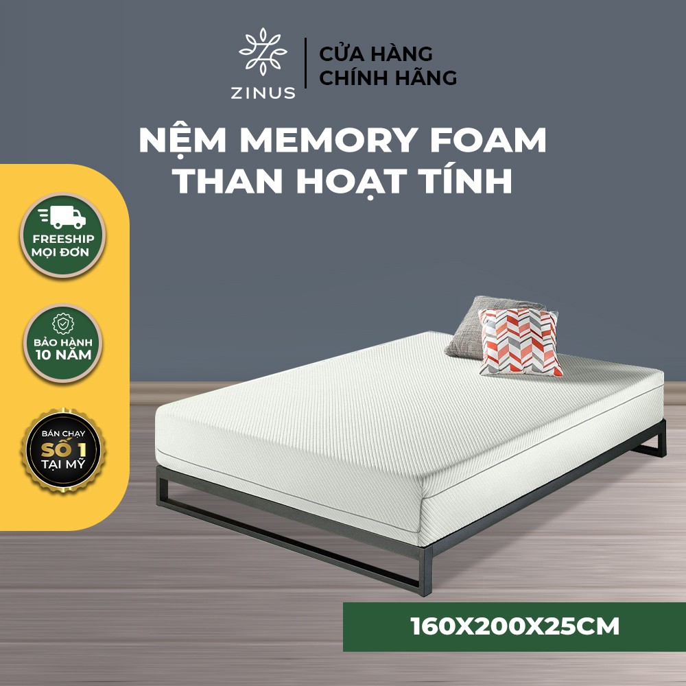 [Mã LIFEZI99 giảm 8% tối đa 50K đơn 99K] Nệm Foam Cuộn Hút Chân Không Than Hoạt Tính Cao Cấp Zinus 160x200x25cm